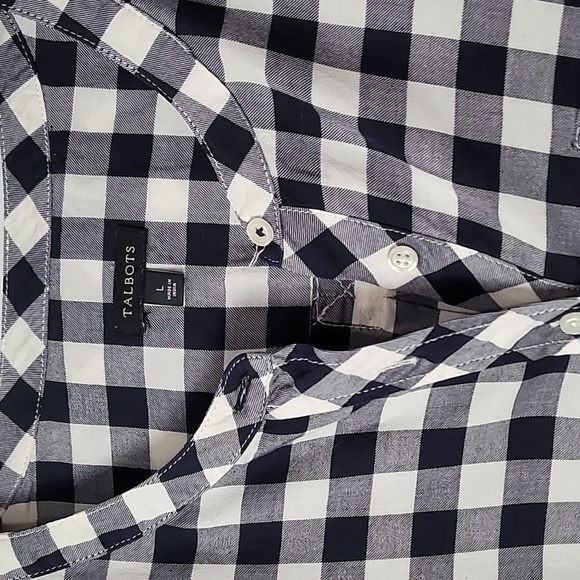 Duplicate listing. Talbots Black & White Plaid/Check Half Button up Top - Picture 4 of 14